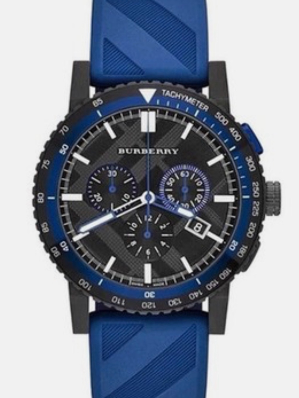 Burberry Blue Silicone Chronograph Watch - Picture 5 of 7